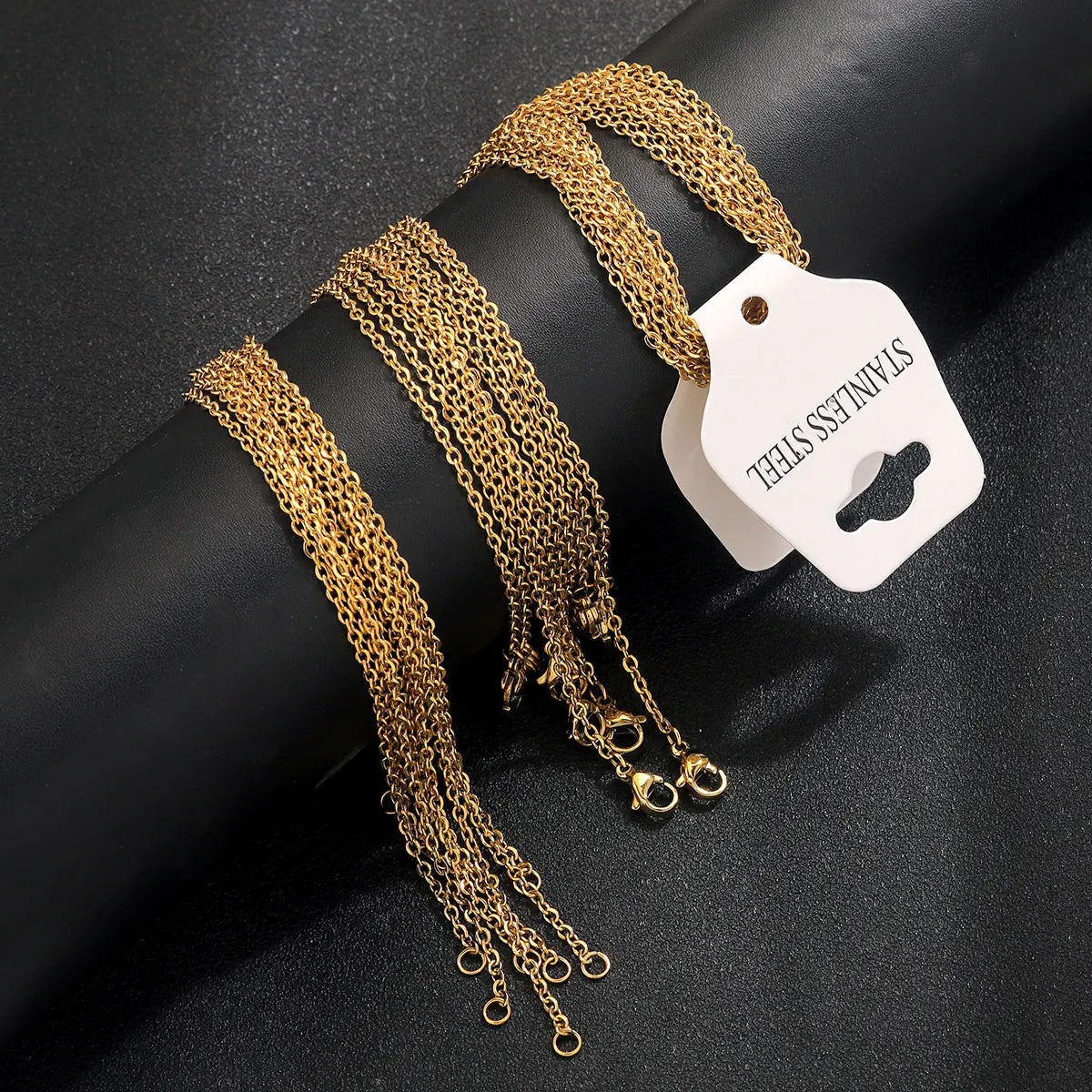 10Pcs Stainless Steel DIY Chain Ssuits PVD gold plated O Shape Rolo Link Cuban Long Necklace for Women Pendant Jewelry Wholesale