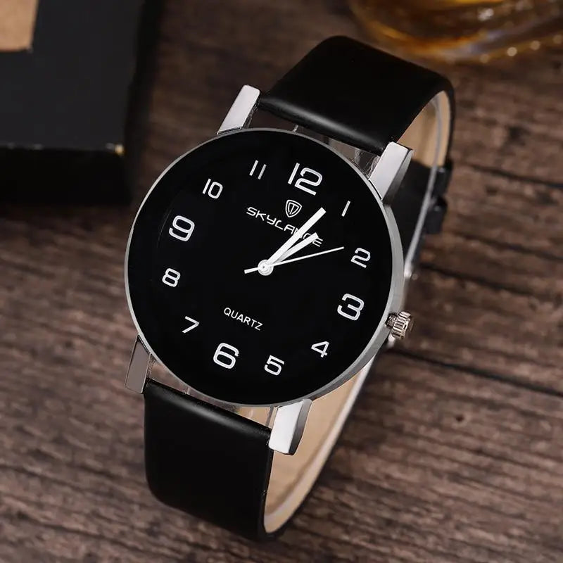 Women Black Watch Hot Sale Leather Band Stainless Steel Analog Quartz Wristwatch Lady Female Casual Watches Womens Watch