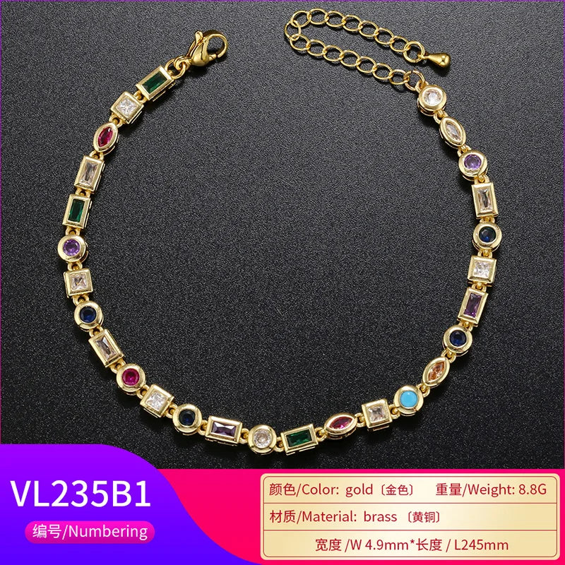 ZHUKOU candy bracelet for women Geometrically shape cubic zircon Man bracelet originality Couple bracelets Christmas gift VL235