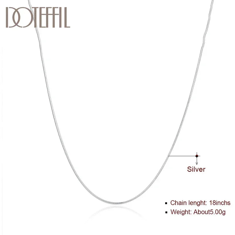 DOTEFFIL 10pcs/Lot 16/18/20/22/24/26/28/30 Inch 1.2mm Snake Chain Necklace Silver Color For Woman Man Fashion Jewelry