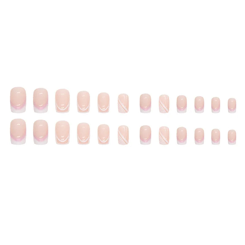 24 PCs Short French Minimalist Nails with 1 Jelly and 1 Nail File