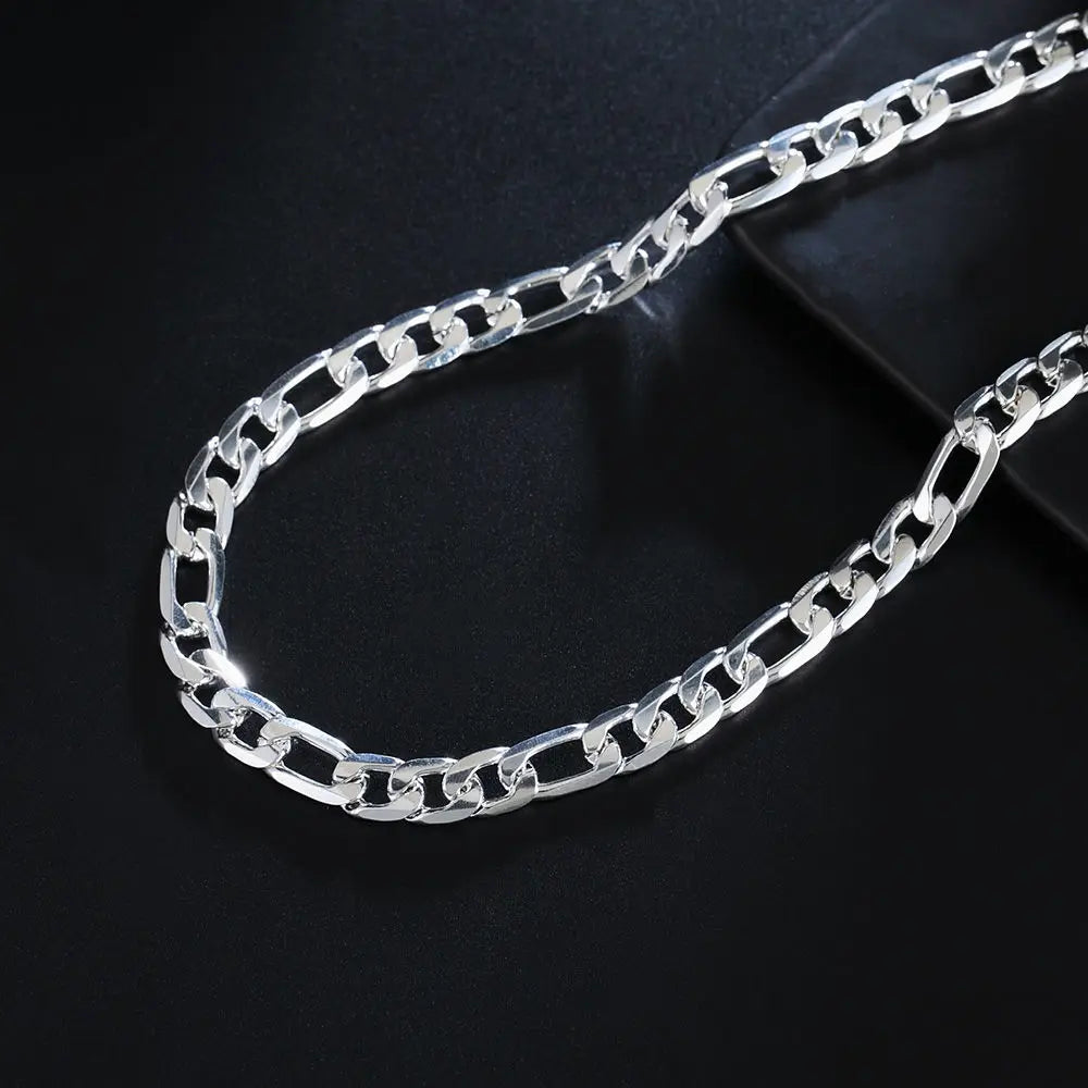 2024 New Trend 925 Sterling Silver 4/6/8MM 18-24 Inches Figaro Chain Necklace For Men Women Fashion Wedding Gifts Party Jewelry