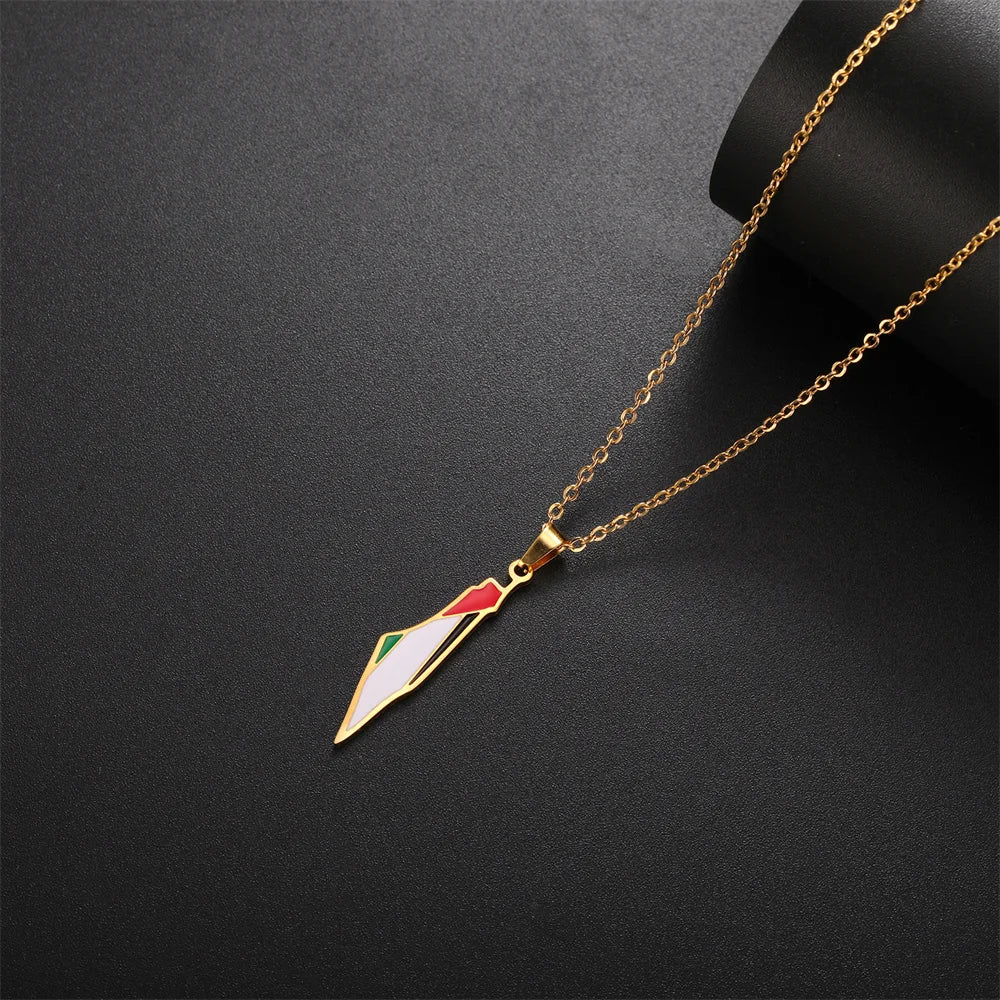 My Shape Palestine Map Flag Pendant Necklace for Women Men Stainless Steel Map Geography Necklace Choker Chain Jewelry Wholesale