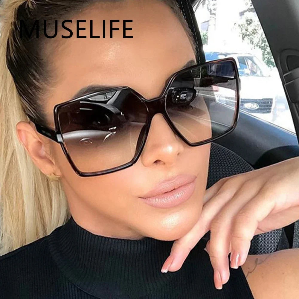 Black Square Oversized Sunglasses Women Big Frame Colorful Sun Glasses Female Mirror Oculos Unisex Gradient Hip Hop Shades