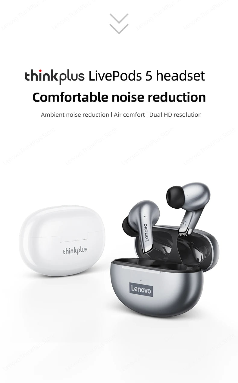 100% Original Lenovo LP5 Wireless Bluetooth Earbuds HiFi Music Earphone With Mic Headphones Sports Waterproof Headset 2022 New