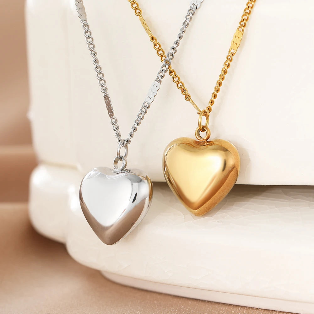 Stainless Steel Necklaces Vintage Elegant Heart Pendant Collar Chain Fashion Exquisite Necklace For Women Jewelry Banquet Gifts