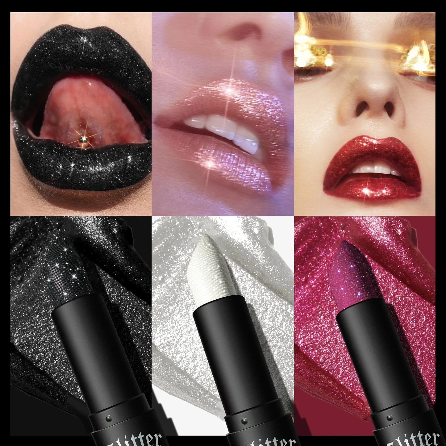 7 Colors Waterproof Diamond Glitter Lipstick Long Lasting Moisturizing Shiny Pearlescent Nude Red Lipsticks Lips Makeup Cosmetic