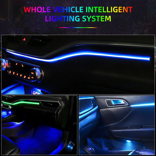 6/18 in 1 RBG 64 Color Car Ambient Lights Interior Acrylic Strip Light Guide Fiber Optic Interior Decoration Atmosphere Lamp