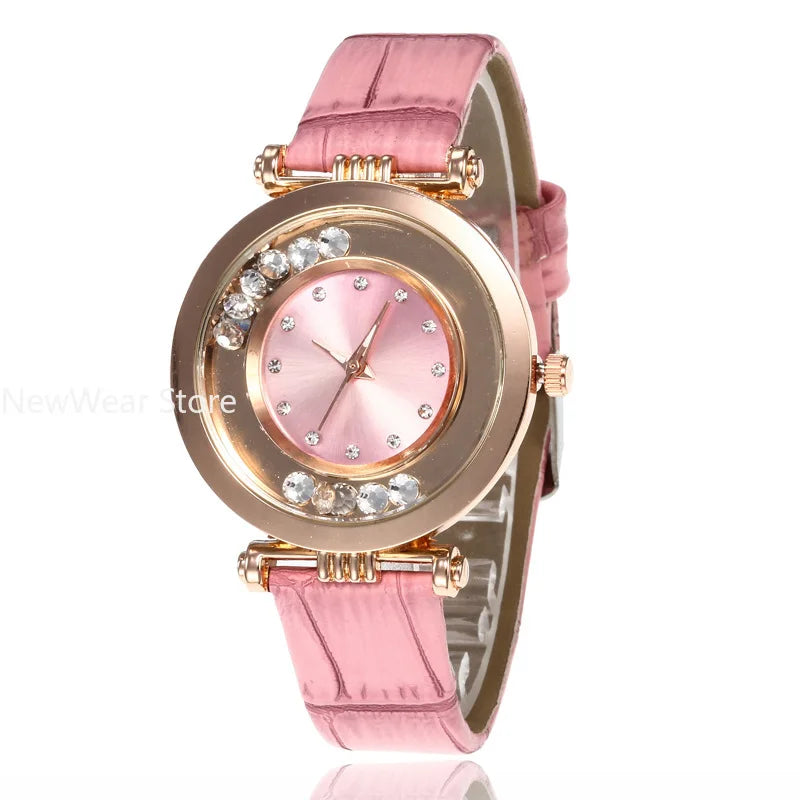 Fashion Luxury Watches for Women Stylish Elegant Leather Strap Buckle Rhinestones Ladies Female Wrist Watch Clock Montre Femme