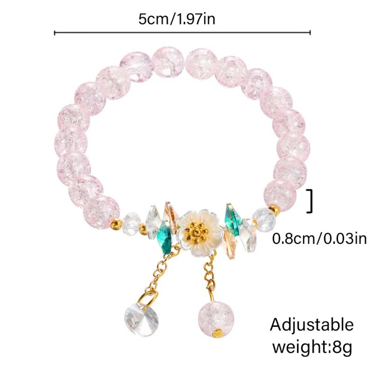 Elegant Fashion Flower Crystal Beaded Bracelets For Women Charm Shell Daisy Floral Beads Tassel Elastic Bracelet Jewelry Gifts