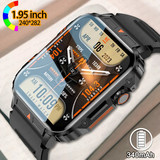 New Outdoor Sport Smart Watch Men 1.95 Inch Screen GPS Trajectory Health Monitor Fitness Waterproof Bluetooth Call Smartwatch