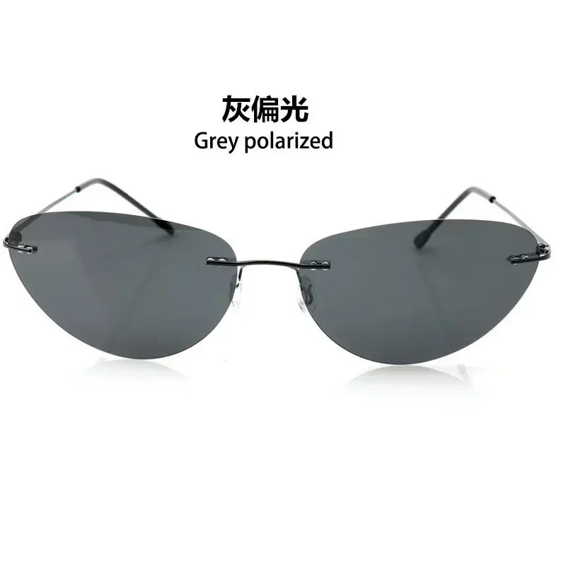 2024 New Ultralight Rimless Titanium Men Driving Sunglasses The Matrix Neo Style Polarized Sunglasses Oculos De Sol