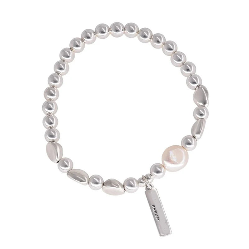 VENTFILLE 925 Sterling Silver Pearls Bamboo Knots Bracelet for Women Girl Simple Korean Jewelry Birthday Gift Dropshipping