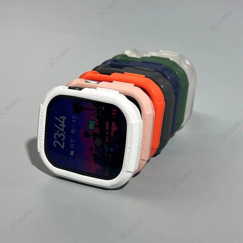 Silicone Case+Strap for Apple Watch Series 9 45mm 41mm 8 7 for Iwatch Ultra 2 Series 6 5 4 SE Protective Cover Bracelet TPU Case