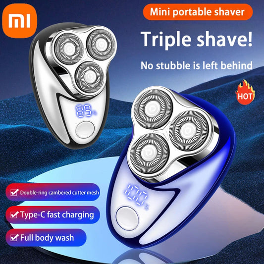 Xiaomi Mini Electric Shaver Men Portable Beard Knife TYPE-C Charging Three-Head Shavers Face Body Razor Digital Power Display