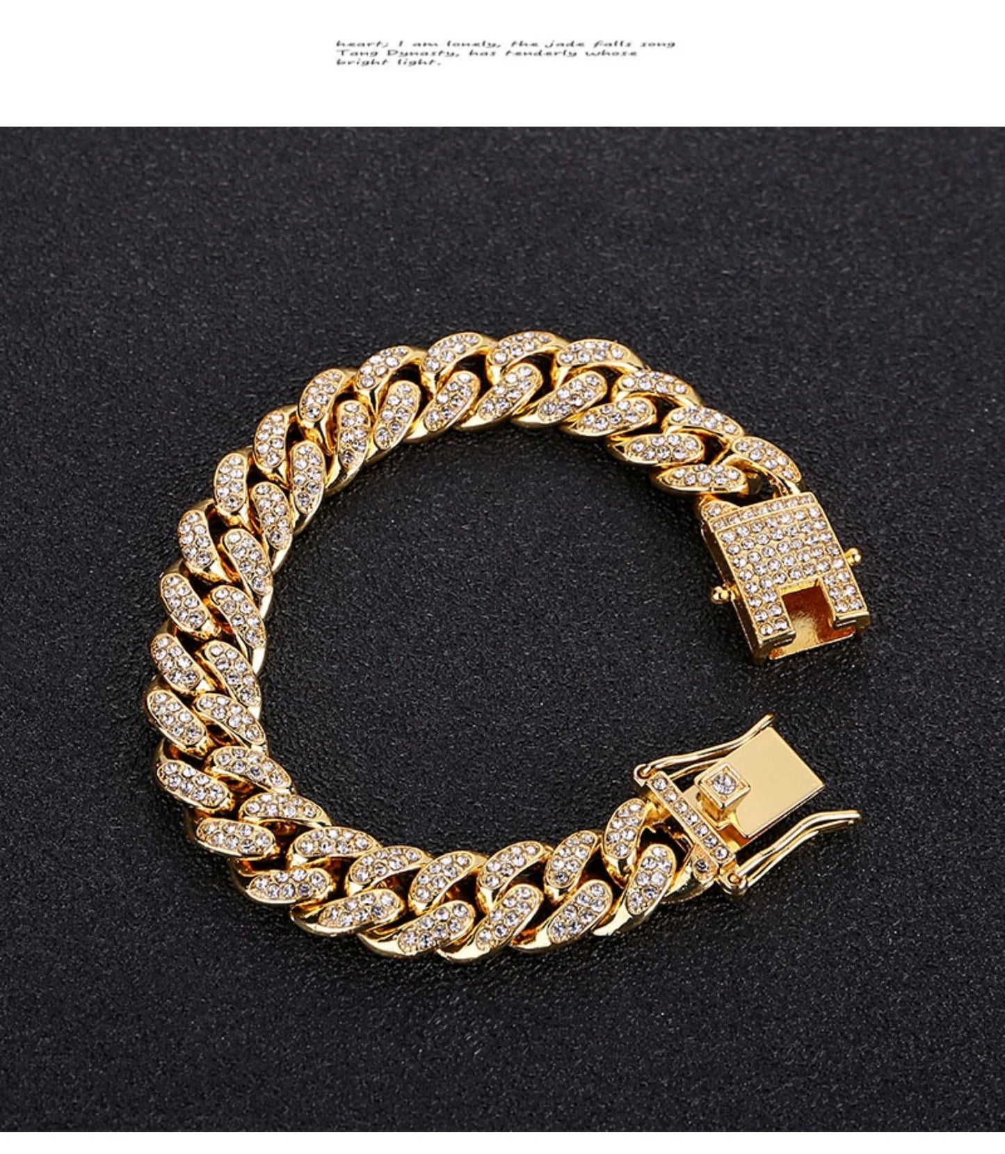 14mm Crystal Miami Iced Out Cuban Link Chain Bracelet For Men&Women Full Rhinestones Charms Hip Hop Jewelry Chain wholesale Gift