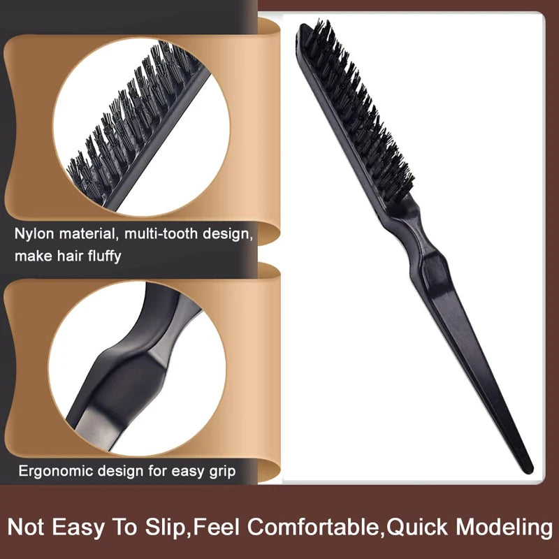 10pcs Hair Styling Comb Set Teasing Hair Brush Triple Teasing Comb Rat Tail Combs Edge Brush Hair Tail Tools Braid Tool Loop