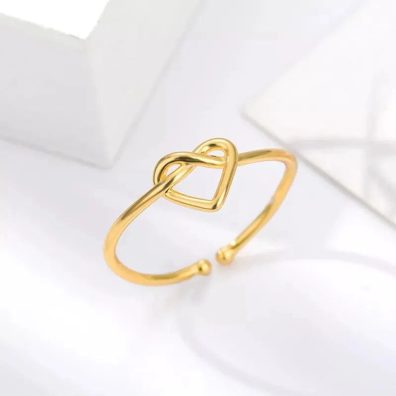 Korean version simple hollowed out heart-shaped opening adjustable ring with infinite love, peach heart tail ring, hand jewelry