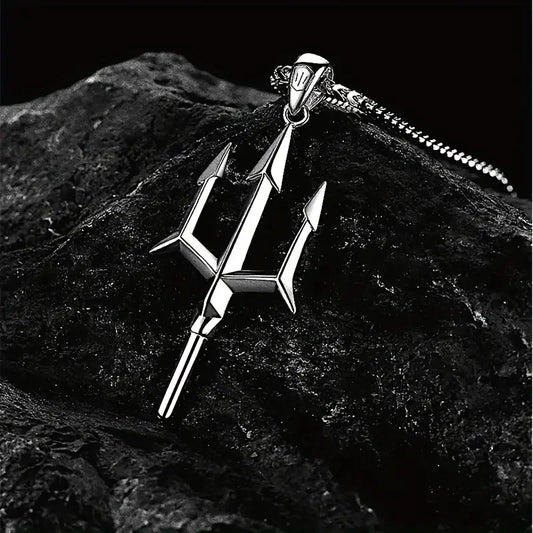 Personalised Fashion Poseidon Trident Pendant Alloy Necklace Tide Men Must Have Men's Gifts Daily Decoration Holiday Gift