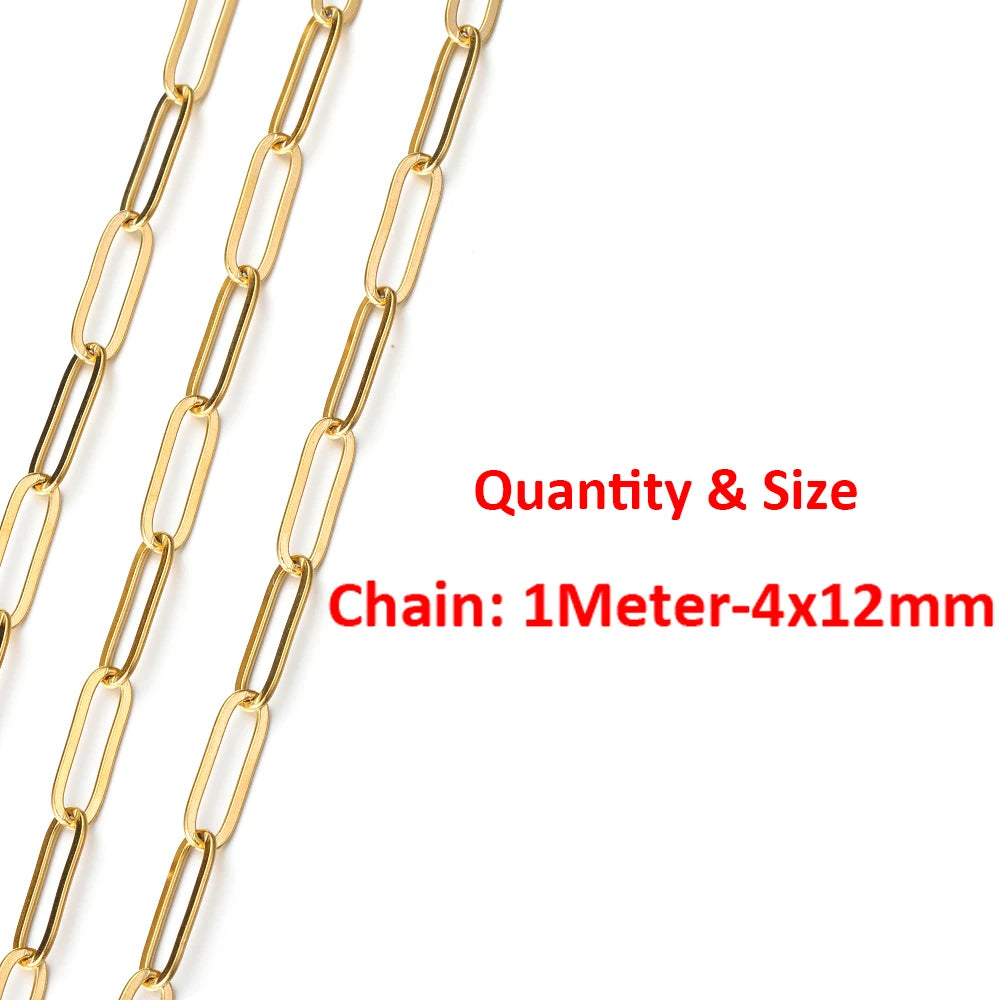 2Meters/1Meter Stainless Steel Chain High Quality Gold Color Chains for Bracelet Necklace Jewelry Making DIY Findings Wholesale