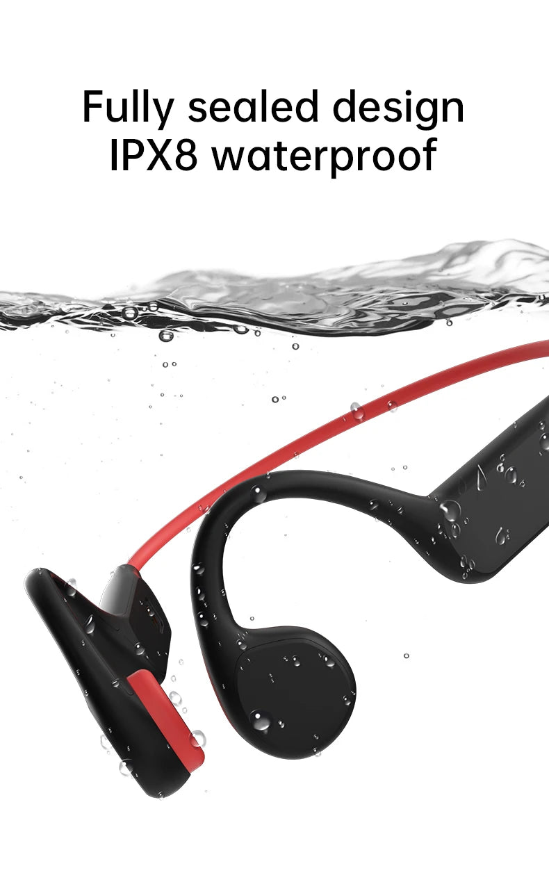 Bone Conduction Earphones Bluetooth Wireless IPX8 Waterproof MP3 Player Hifi Ear-hook Headphone With Mic Headset For Swimming