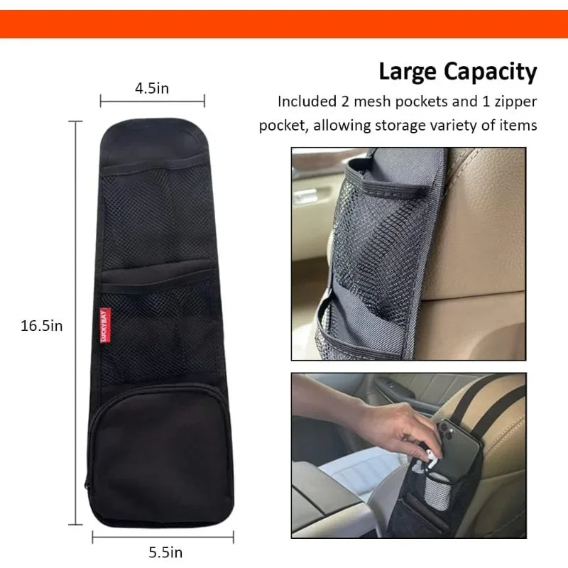 Car Seat Side Organizer Auto Seat Storage Hanging Bag Phones Drink Stuff Holder with Mesh Pocket for Cars, SUV & Truck New