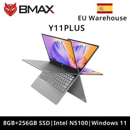 BMAX Y11 Plus Laptop 11.6 Inch 8GB RAM DDR4 256GB SSD Full Metal Case Notebook Windows 11 360degree Touchscreen Intel N5100