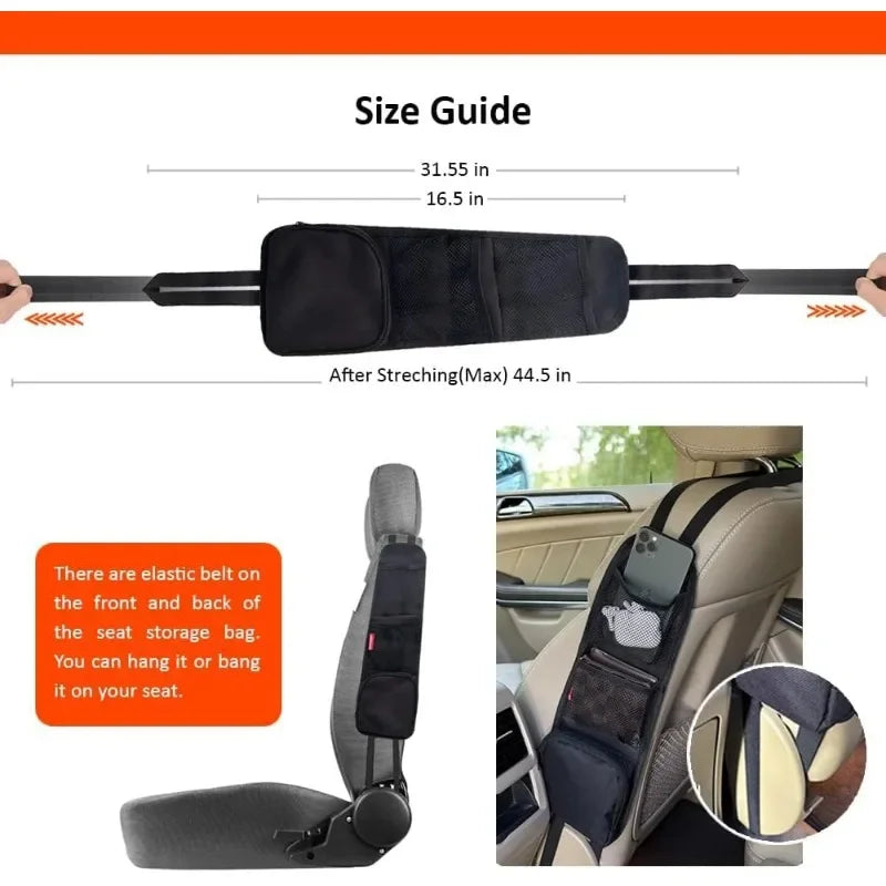 Car Seat Side Organizer Auto Seat Storage Hanging Bag Phones Drink Stuff Holder with Mesh Pocket for Cars, SUV & Truck New