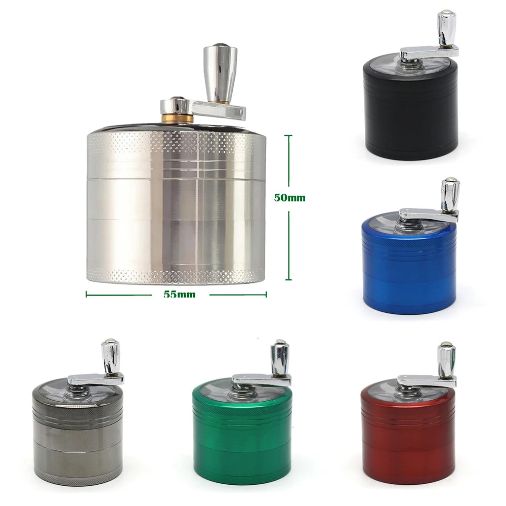 55mm Zina Alloy Handle-Type Herb Grinder Spice Mills 4-layers  Durable Kibbler Smoking Accessories for Smoker Holiday Gifts