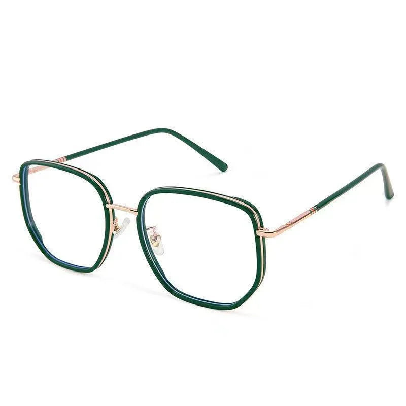 Ultralight Blue Blocking Glasses Girl Retro Green Frame Plain Glasses Blue Light Bezel Transparent Eyewear Glasses for Women