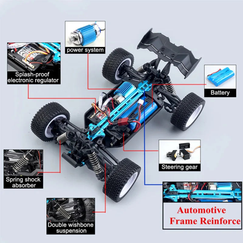 parkten RC Cars 2.4G 50 KM/H High Speed Racing With LED 4WD Drift Remote Control Off-Road 4x4 Truck Toys for Adults And Kids