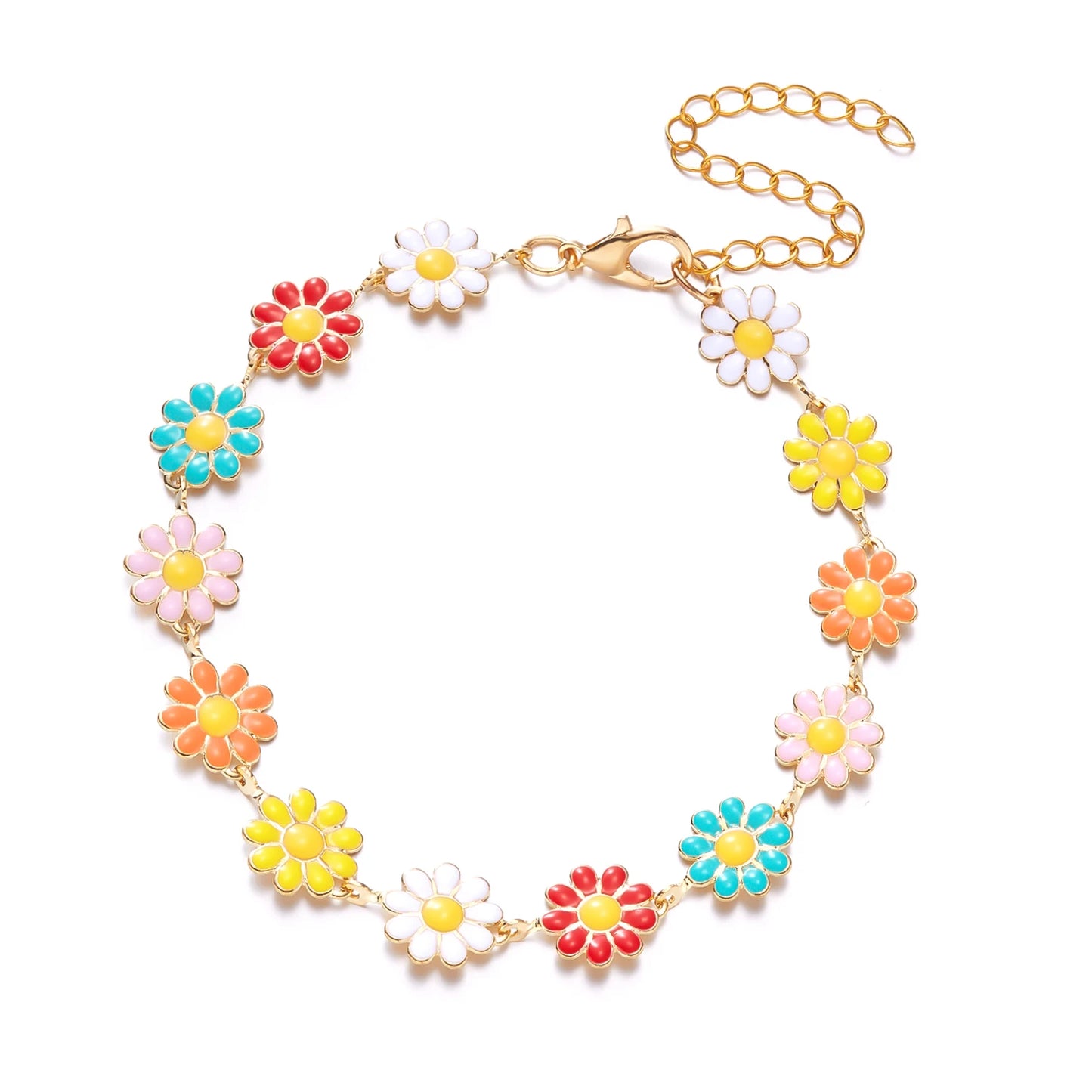 Fashion Sweet Flower Daisy Bracelet for Women Girl Y2K Accessories Handmade Colorful Beads Bracelet Boho Summer Pulseras Jewelry