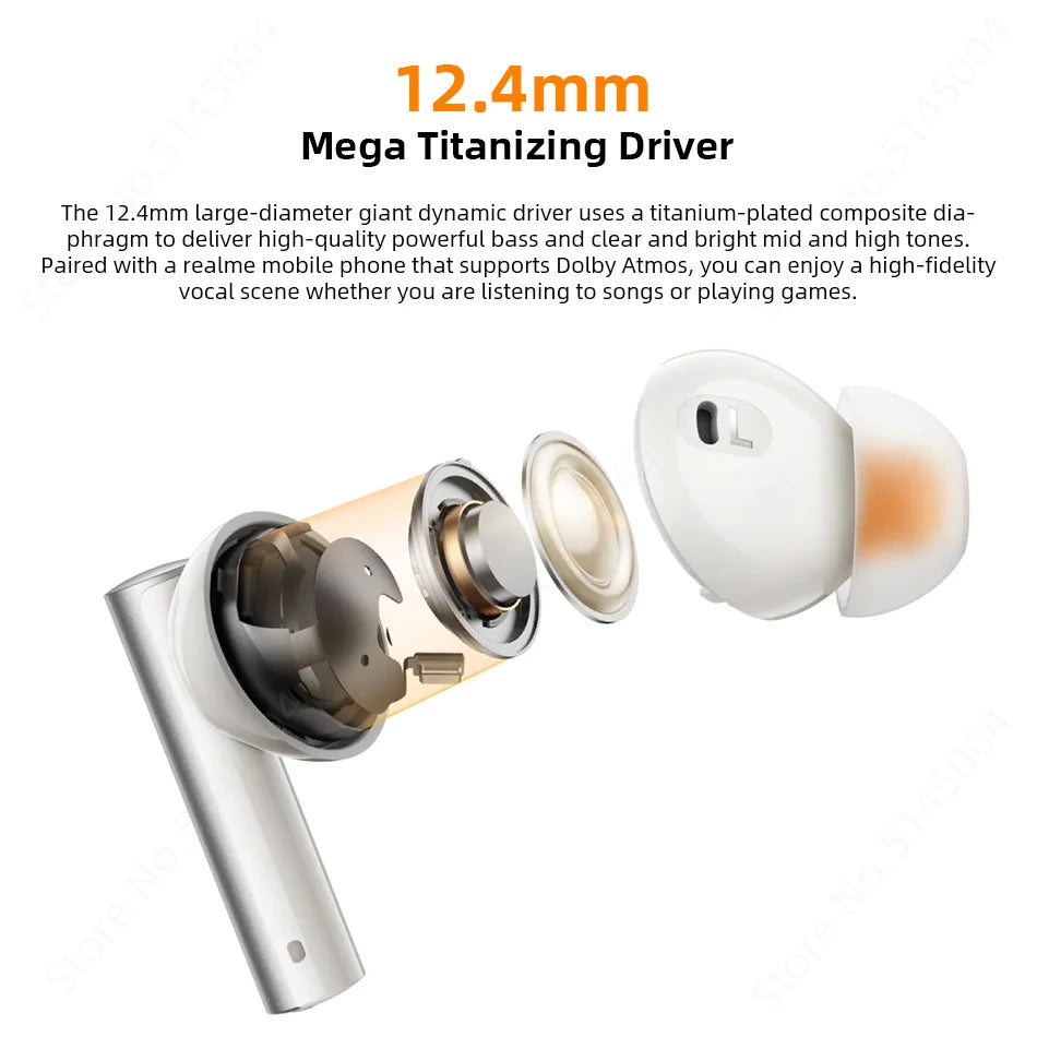 Global Version realme buds Air 6 TWS Earphone 50dB Active Noise Cancelling Wireless Headphone LHDC 5.0 IP55 40 Hour Battery Life