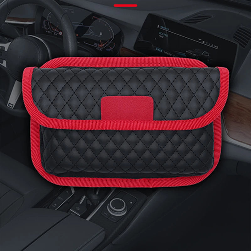 PU Leather Car Storage Pocket Seat Back/Door/Center Console Organizer for Small Stuff Car Storage Bag Universal for All Vehicles