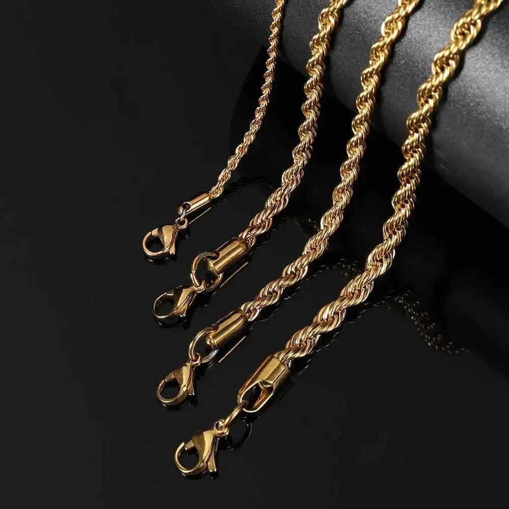 2-6MM Stainless Steel Chain Bracelet For Women Men Gold Color Twisted Rope Chain Bangle Fashion Never Fade Waterproof Jewelry