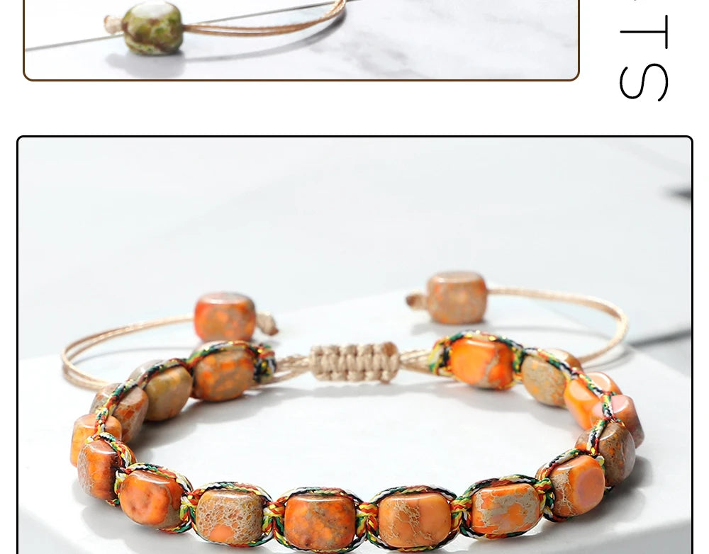 Bohemian Imperial Stone Beaded Bracelet Handmade  Braided String Bangles Friendship Jewelry Gift Vintage Design Strand Bracelets