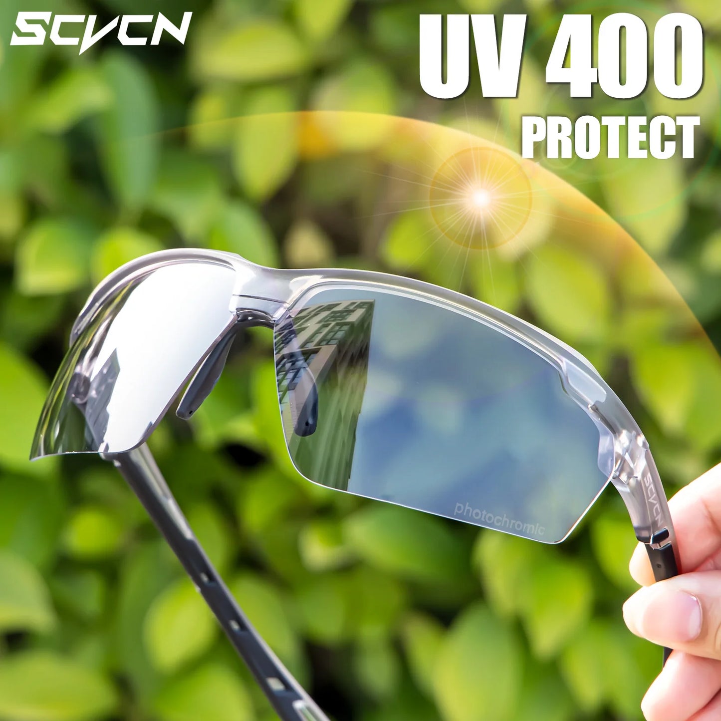 SCVCN Photochromic Cycling Glasses Men MTB Cycling Sunglasses Women Road Bike Eyewear UV400 Outdoor Sports Running Glasses