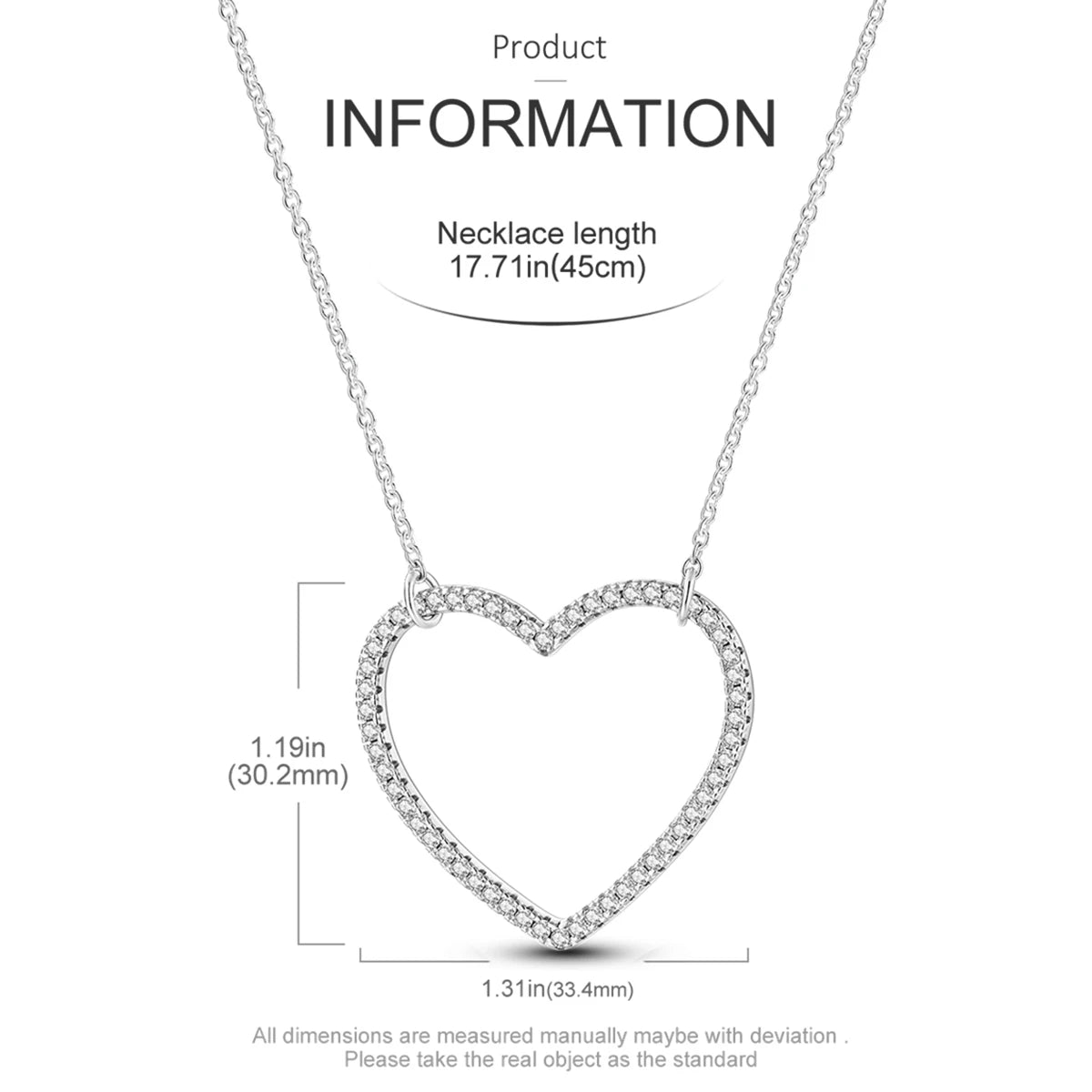 Original 925 Sterling Silver Necklace For Women Class Style Heart Shape Romantic Style High Quality Women Necklace Jewelry Gift