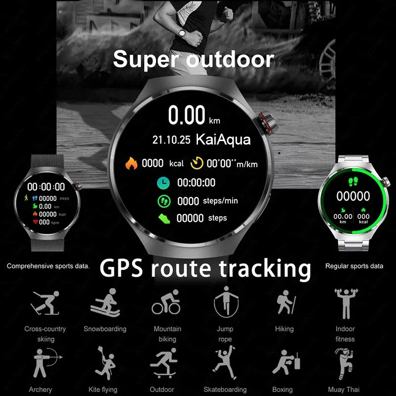 For HUAWEI GT4 Pro GPS NFC Smart Watch Men 360*360 AMOLED Screen Heart rate Bluetooth Call IP68 Waterproof Man Smartwatch 2024