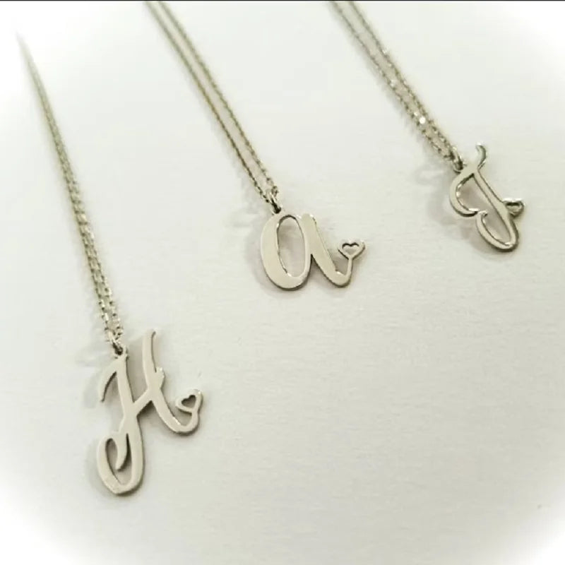 Kinitial Simple Laser Engraving Stainless Steel A-Z  Initial Pendant Necklace Fashion Jewelry Collier Women's Commemorative Gift