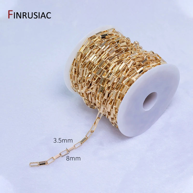 Jewelry Making Supplies 14K Real Gold Plated Brass Paperclip Chains Cable Chain For Jewelry Making DIY Necklace Bracelet Chains