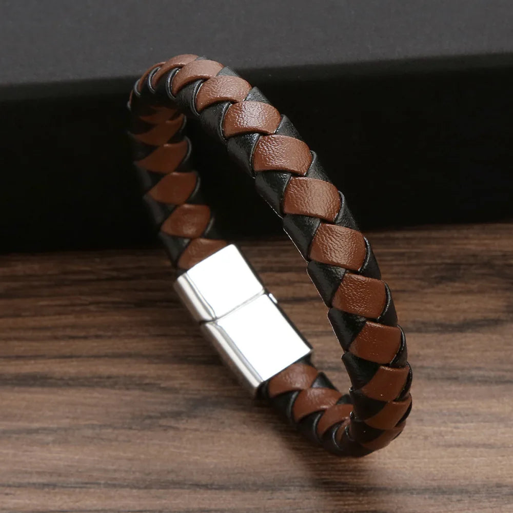 High Quality Leather Bracelet Men Classic Fashion Red Tiger Eye Beaded Multi Layer Leather Bracelet For Men Jewelry Gift