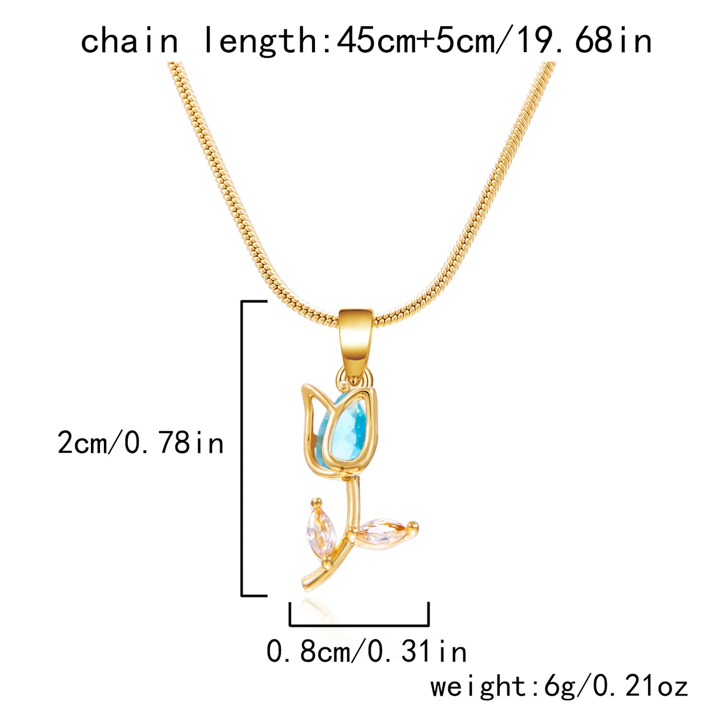 Light Luxury Zircon Tulip Flower Pendant Necklace for Women Elegant Stainless Steel Clavicle Chain Fashion Party Jewelry Gift