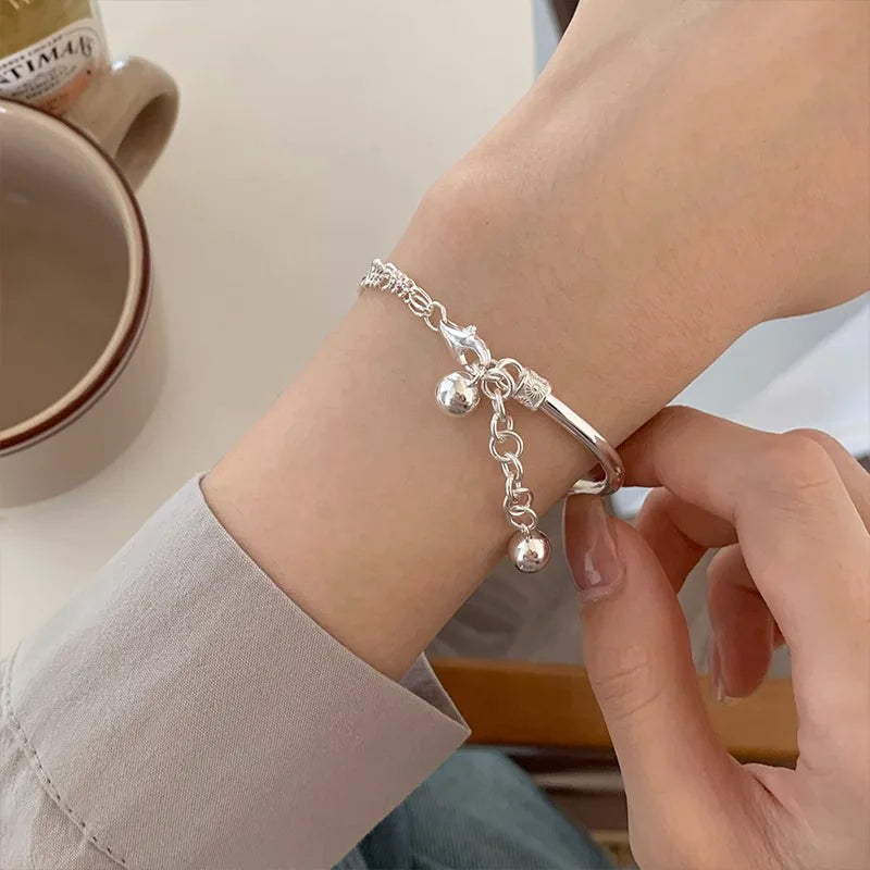 VENTFILLE 925 Sterling Silver Pearls Bamboo Knots Bracelet for Women Girl Simple Korean Jewelry Birthday Gift Dropshipping