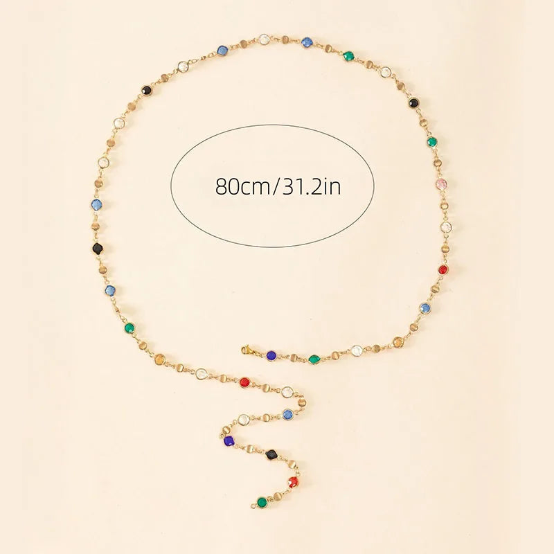 New Luxury Colourful Crystal Zircon Necklace for Women Shiny Rhinestone Long Tassel Choker Bohemian Statement Jewelry Gifts