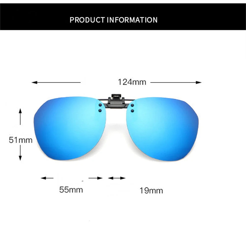 KLASSNUM Polarized Sunglasses Clip Men's Flip Up Clip on Glasses Square Frame Pilot Sun Glasses Women Driving Glasses Shades