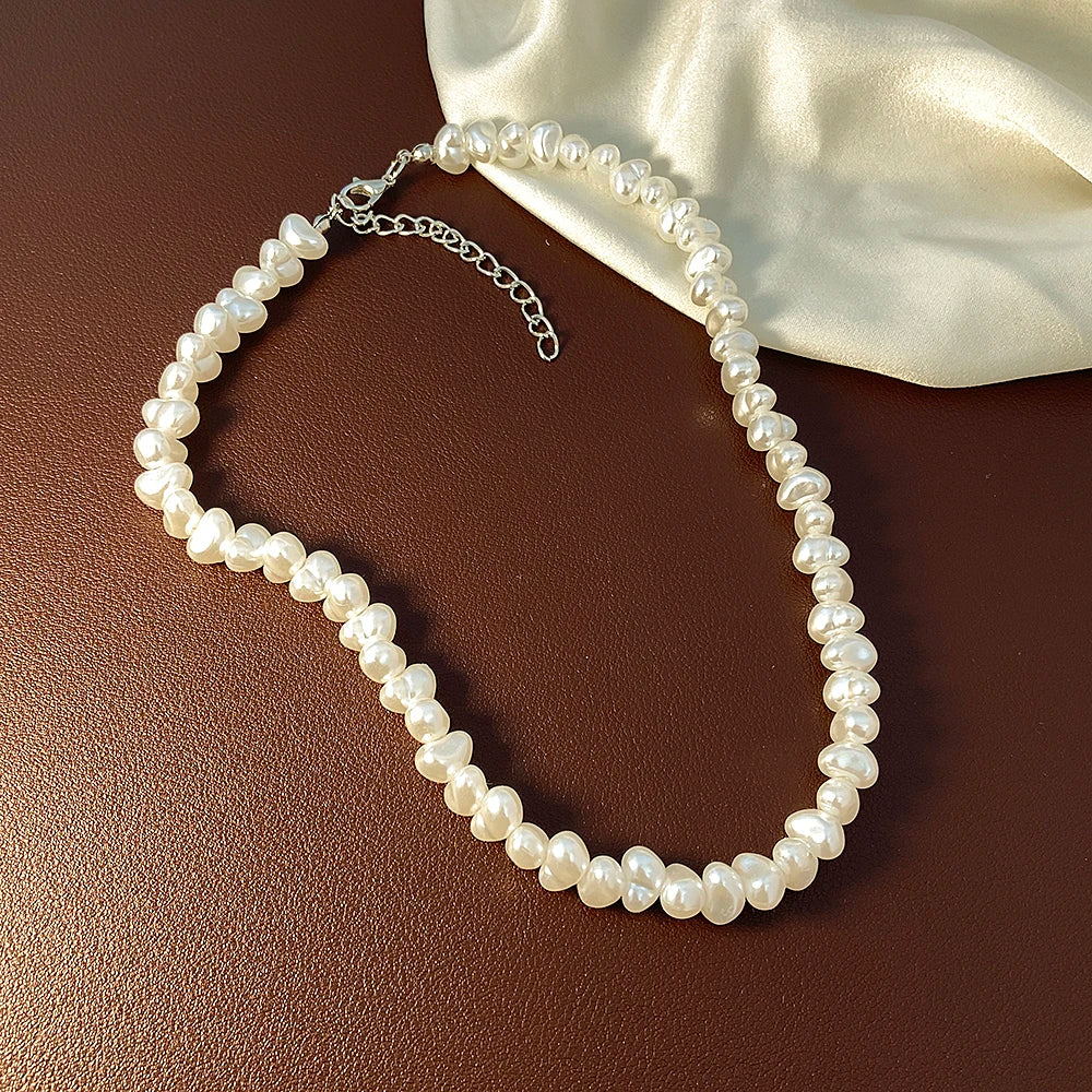 Jewelry  New Trendy Irregular Imitation Pearl Necklace Temperament Simple Handmade Strand Bead Necklace For Men Jewelry Gift