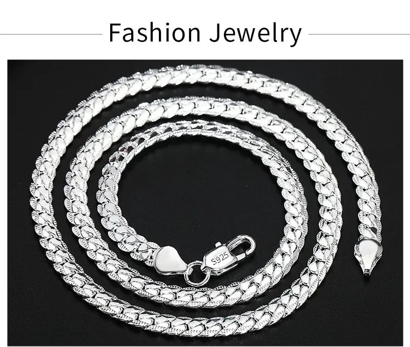 Hot luxury 925 Sterling Silver 5MM 18K Gold Full Sideways Chain Necklace For Woman Men Fashion Wedding Engagement Jewelry Gifts