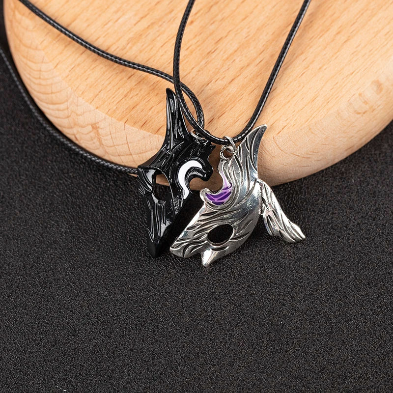 1Pair League Of Legends Style Sheep And Wolf Pendant Necklace Mysterious Splicing Pendant Jewelry Asymmetric Sheep Wolf Pendant