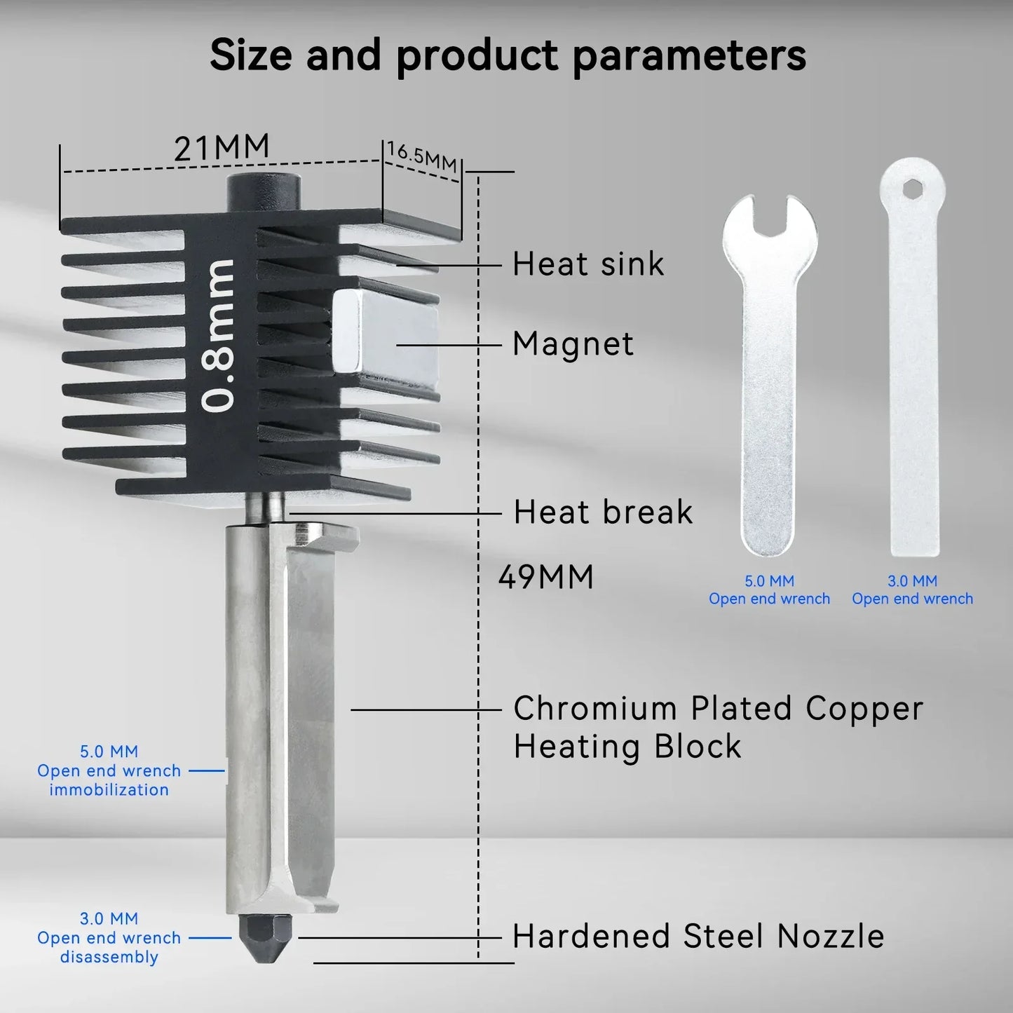 For Bambu lab A1 mini Hotend Kit Hardened Steel Nozzle 0.2/0.4/0.6/0.8mm nozzle For Bambu lab A1 Hot End 3D printer Accessory